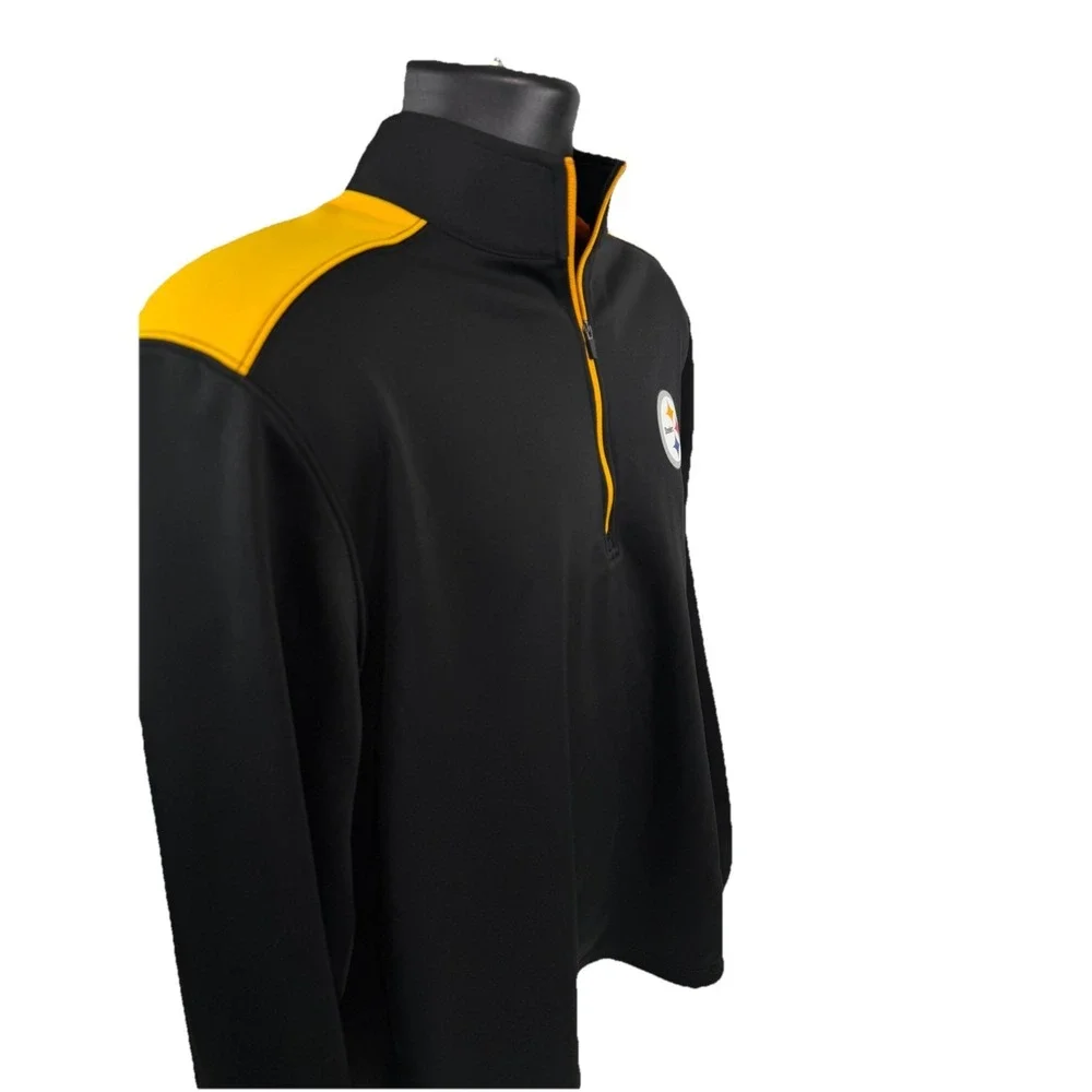 Pittsburgh Steelers‎ NFL Team Apparel 1/4 Zip Pullover Men's Medium Black Logo